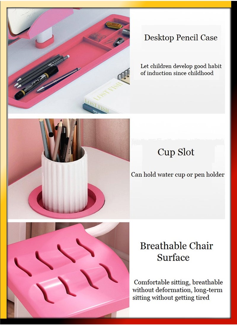 DBLEW - Adjustable Kids Study Desk And Chair Set Educational Table with Ergonomic Design Safe Construction Ample Storage Ideal for Home Learning Nursery Creativity Growing with Your Baby Child - Image 1