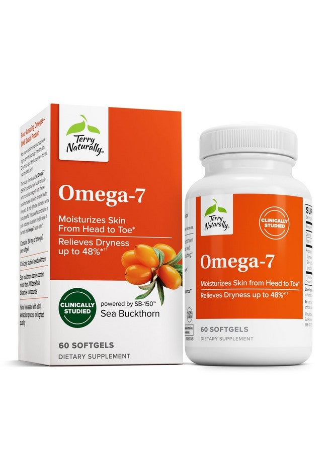 Terry Naturally Omega-7 - Dietary Supplement with Essential Fatty Acids - Nutritional Supplement to Support Skin Health with Sea Buckthorn, Berry Pulp & Seed Oil - 60 Softgels - Image 1