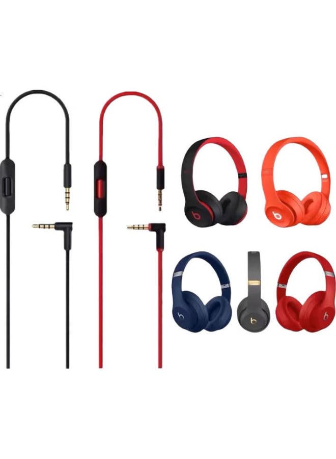 trendsetter Replacement Audio Cable With Mic Compatible With Beats Solo3/2, Studio/2/3, Mixr, Pro Headphones, Wired/Wireless Headset Cable Control Cord (Black/Red) - Image 2