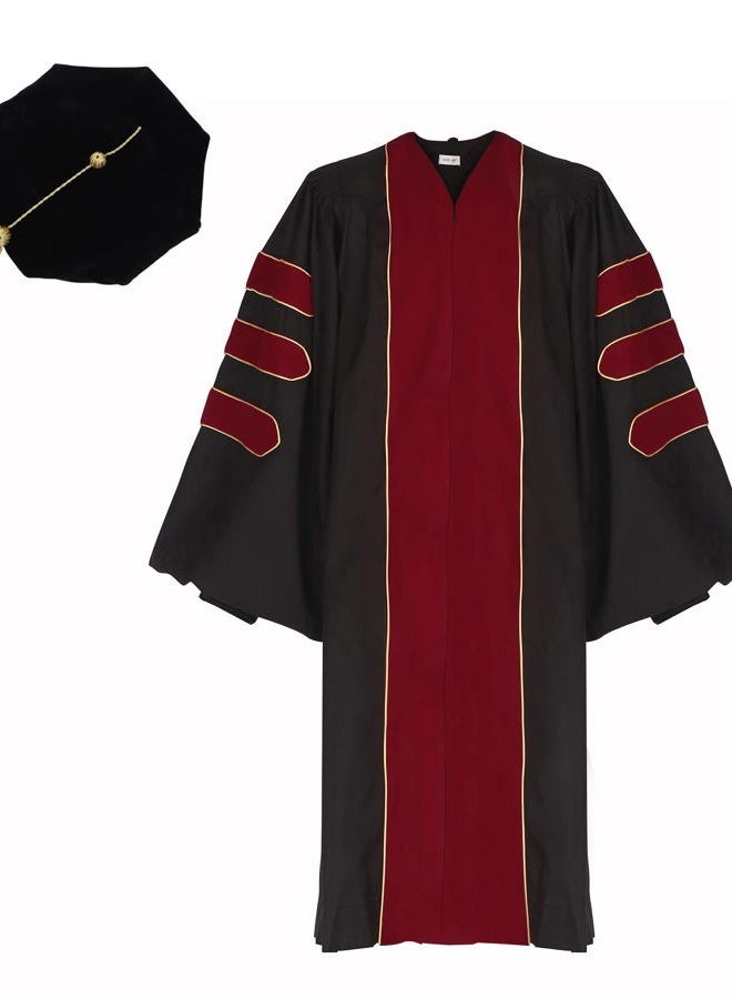 Ariro Unisex Doctoral Graduation Gown and 8 Side Tam Package for Faculty and Professor Phd (Scarlet, 48) - Image 1