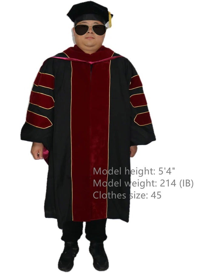 Ariro Unisex Doctoral Graduation Gown and 8 Side Tam Package for Faculty and Professor Phd (Scarlet, 48) - Image 4