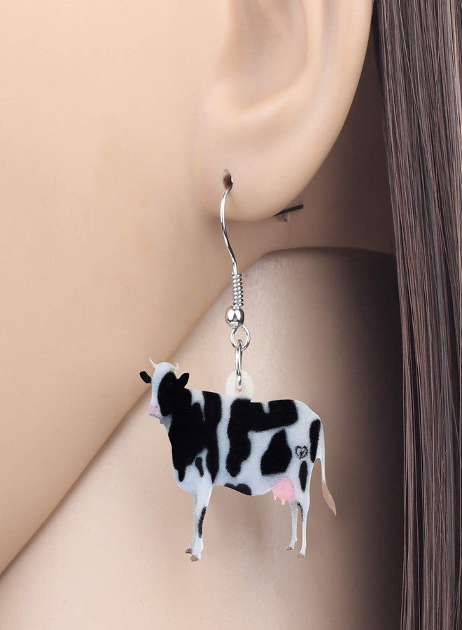 NEWEI Acrylic Anime Dairy Cattle Cow Earrings Drop Dangle Farm Animal Jewelry For Women Gift Charm - Image 2