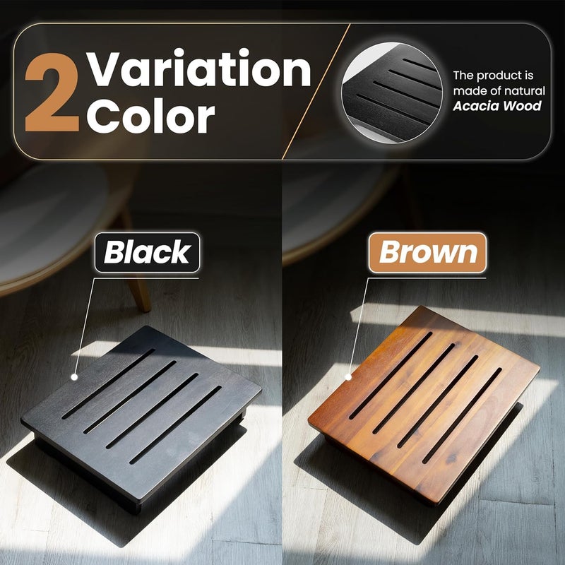 Carpentray One Step Stool for Adults 35 Wooden Step Stools for Bed 200lbs Safety Stepping Stool Bathroom Aid for Handicap Elderly Seniors Kid Bathtub High Beds Kitchens - Image 3