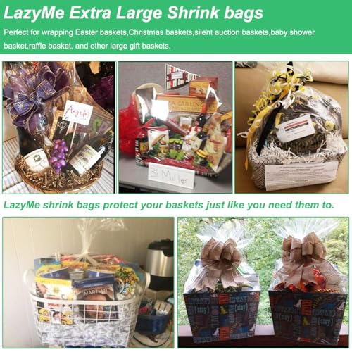 LazyMe Shrink Wrap Bags, Extra Large Jumbo Shrink Bags Cellophane Wrap for Gift Baskets, 35x44 Inch (5 pcs, XL) - Image 4