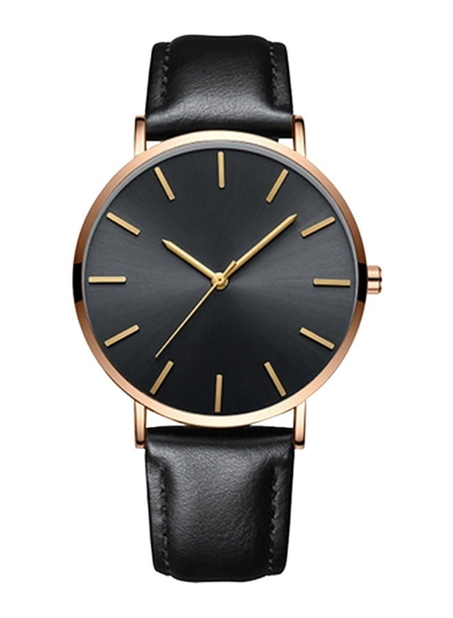 Leather Analog Watch J24-4 - 40mm Black Dial Genuine Strap & Date Display Waterproof Wristwatch for Men Business Casual  - Image 1