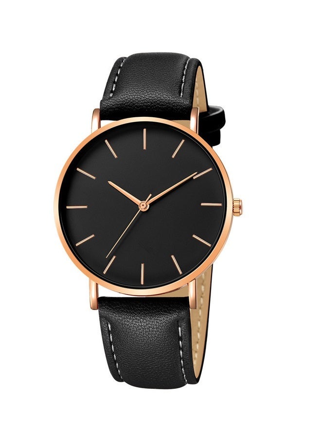 Leather Analog Watch J24-4 - 40mm Black Dial Genuine Strap & Date Display Waterproof Wristwatch for Men Business Casual  - Image 2