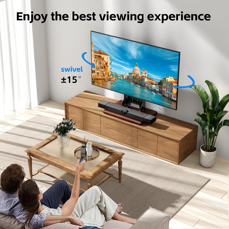 BEISHI Universal Swivel TV Stand with Pegboard Storage,Height Adjustable Table top TV Stand Mount for 42-90 Inch TVs,up to 150 lbs with Large Wooden Base for Stability,Max VESA 600x400mm (Walnut) - Image 2