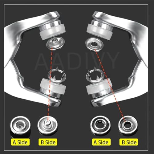 AAMATY Snap Button Fastener Kit with Pliers Tool (100 Sets) – Metal Press Stud Buttons for Clothes, Leather, Bags, DIY Craft – Stainless Steel Snap Kit with Storage Box (Silver) - Image 4