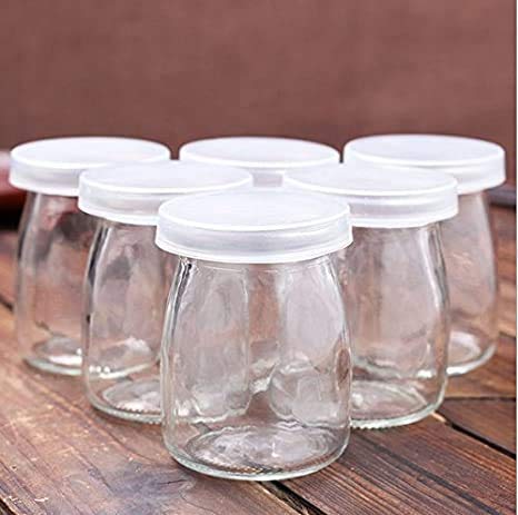 Brezzycloud Glass Jars for Yogurt, Set of 6 Clear Pudding Jar with Lid - Glass Jars for Yogurt, Milk, Parfait, Spices and More - Perfect Glass Jar Gift for Family and Friends (150ml, Set of 6) - Image 1