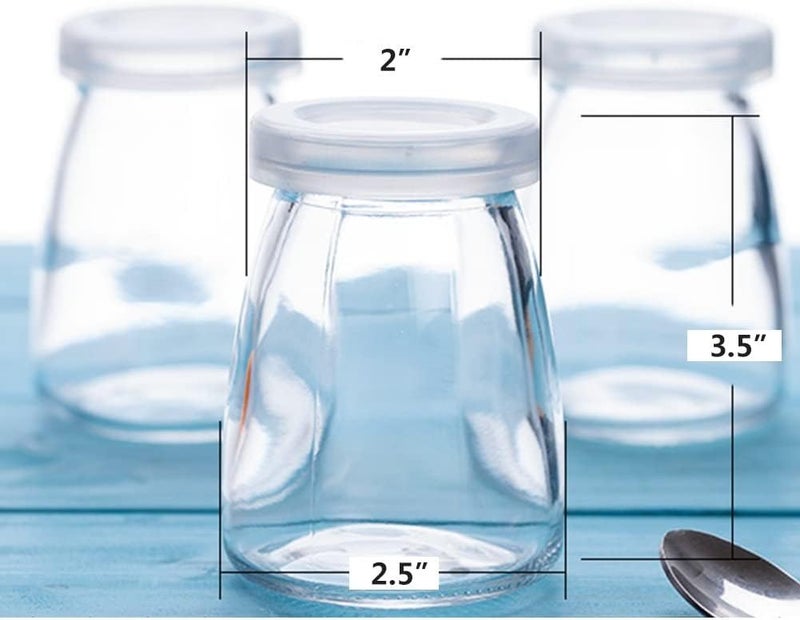 Brezzycloud Glass Jars for Yogurt, Set of 6 Clear Pudding Jar with Lid - Glass Jars for Yogurt, Milk, Parfait, Spices and More - Perfect Glass Jar Gift for Family and Friends (150ml, Set of 6) - Image 4