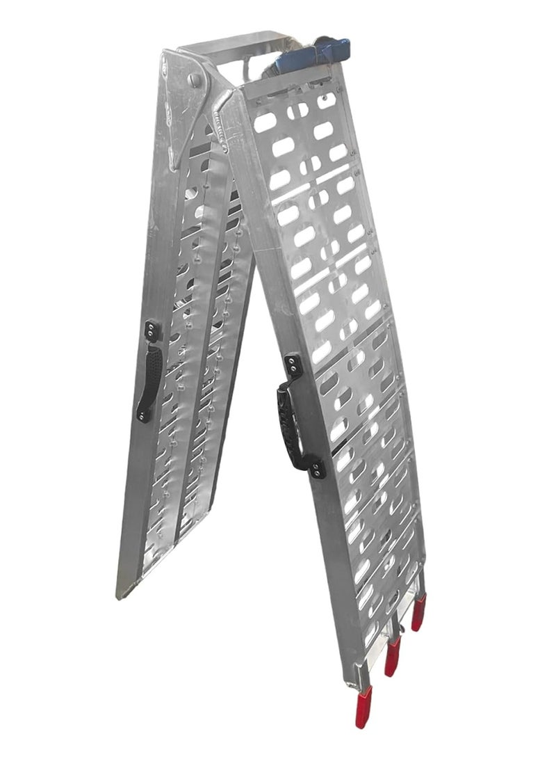 2PC Aluminum Loading Ramps, Heavy-Duty 1500lbs Capacity Ramp, for Loading Motorcycles, ATVs, Dirt Bike, Portable Folding Motorcycle Ramp, Multifold Portable Folding Ramp with Easy Rubber Handle