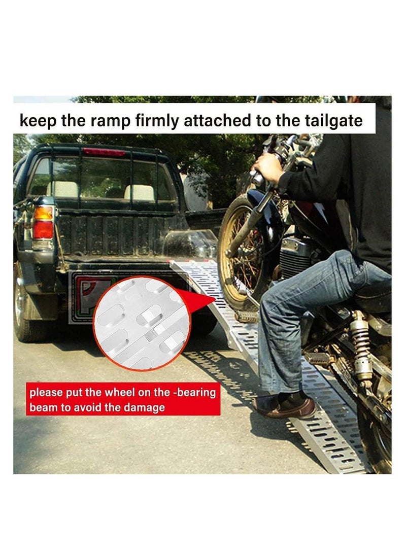 2PC Aluminum Loading Ramps, Heavy-Duty 1500lbs Capacity Ramp, for Loading Motorcycles, ATVs, Dirt Bike, Portable Folding Motorcycle Ramp, Multifold Portable Folding Ramp with Easy Rubber Handle