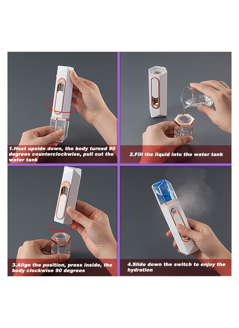 Nano Facial Mister Mist Sprayer Spray Portable Mini Steamer with Skin Analyzer Moisture Tester Visual Water Tank Usb Rechargeable for Face Moisturizing