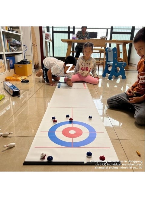 Table Game Machine Sand Table Bowling Alley Curling Bowling Alley Pair Robot Children's Battle Props Ice-Color:1.2m *28cm Roll Curling Iron 16 Balls