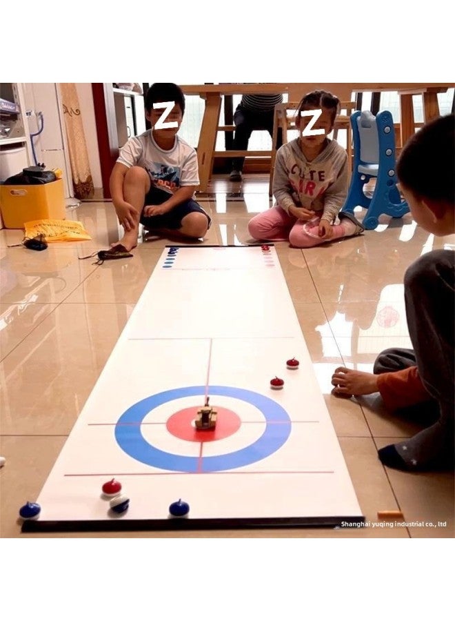 Table Game Machine Sand Table Bowling Alley Curling Bowling Alley Pair Robot Children's Battle Props Ice-Color:1.2m *28cm Roll Curling Iron 16 Balls