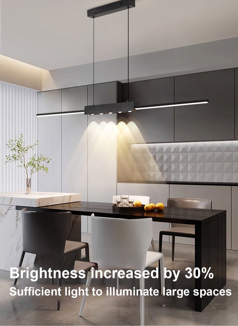 LOOPITYS Modern linear pendant lights, creative long line pendant lights, pendant lights (black, diameter 120cm, with spotlight, temperature adjustable from 3000k to 6000k, hanging wire length adjustable 150CM) are suitable for restaurants, kitchens, living rooms, bedrooms, etc. - Image 2
