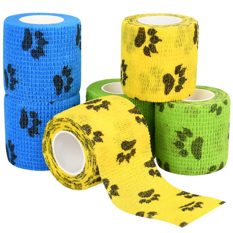 FGBNM 6pcs Vet Wraps, 2" Self Adhesive Bandage Wraps, Non-Woven Pet Wraps for Dogs Pet Animals & Ankle Sprains & Swelling - Image 1