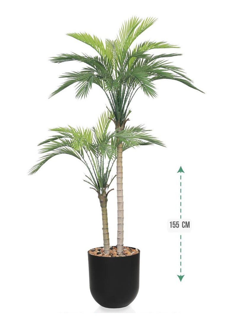 تالا شجرة أريكا صناعية بارتفاع 155 سم – أوراق خضراء طبيعية المظهر وحوض أنيق مثالية لتزيين الحدائق والمداخل والمساحات الخارجية في المنازل - Image 1