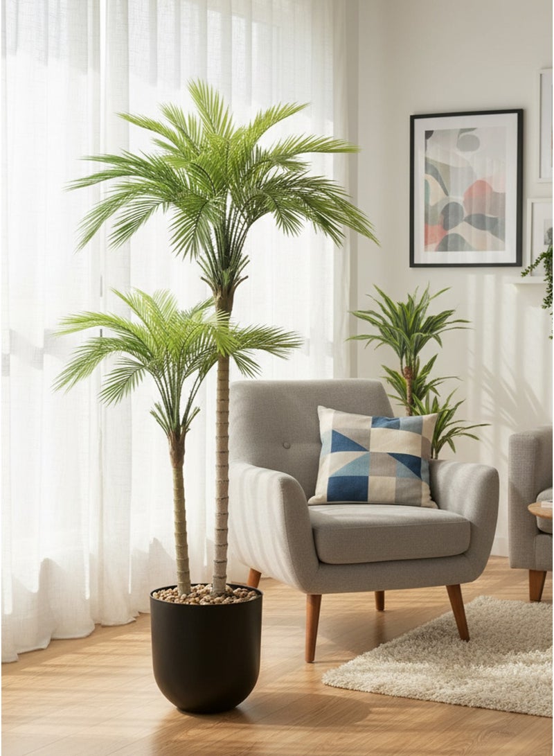 تالا شجرة أريكا صناعية بارتفاع 155 سم – أوراق خضراء طبيعية المظهر وحوض أنيق مثالية لتزيين الحدائق والمداخل والمساحات الخارجية في المنازل - Image 3