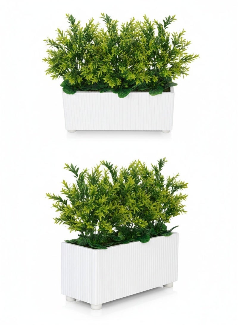 Tala Rectangular Wooden Planter with Green Artificial Plants for Decor – 65 cm Height - Image 2
