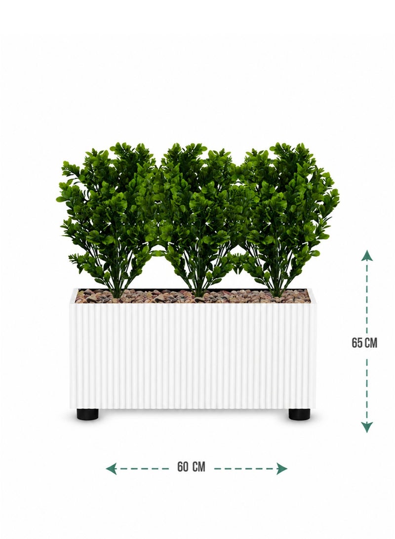 Tala Rectangular Wooden Planter with Green Artificial Plants for Decor – 65 cm Height - Image 1