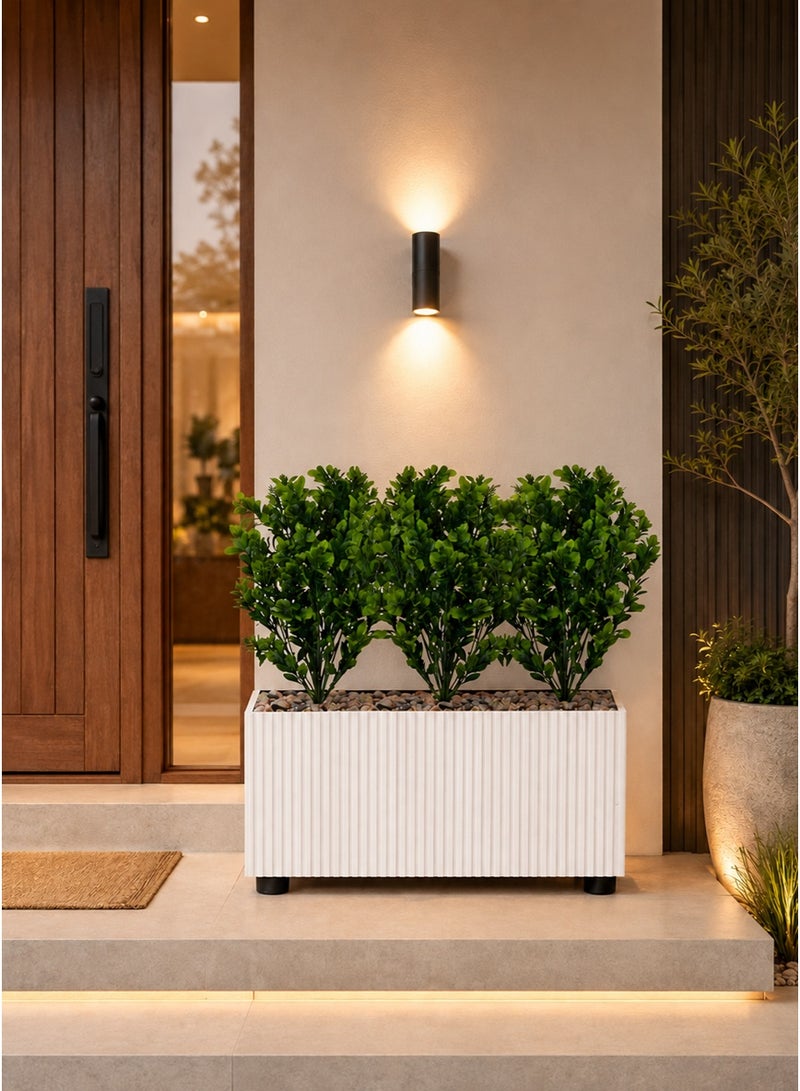 Tala Rectangular Wooden Planter with Green Artificial Plants for Decor – 65 cm Height - Image 3