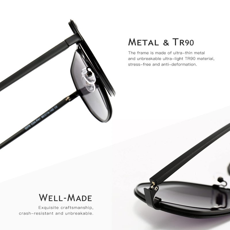 SUNGAIT Aviator Sunglasses for Men and Women, Polarized Trendy Square Sun Glasses Retro Pilot Shades UV Protection - Image 5