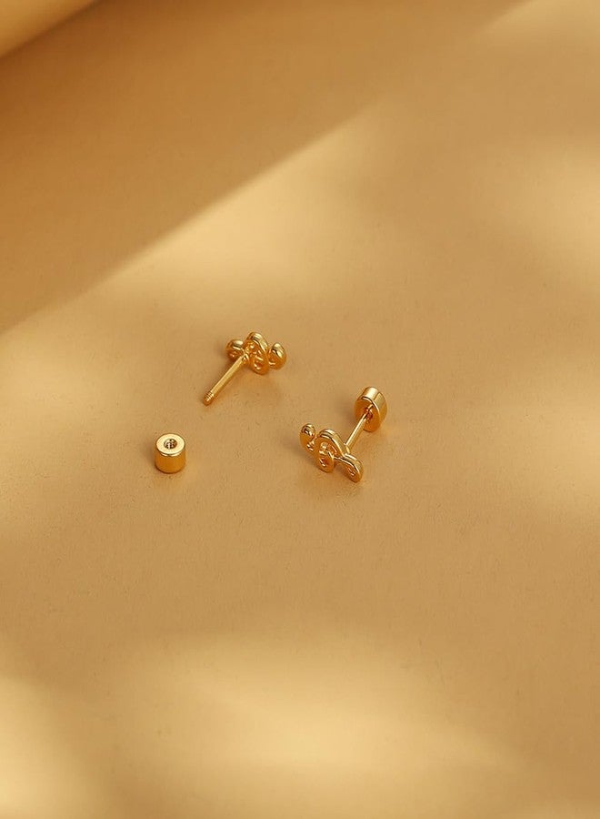 AMOBESTER Small Tiny Music Note Stud Earring Screw Flat Back Gold Plated Stainless Steel Hypoallergenic Earrings Dainty Cartilage Piercing Jewelry - Image 3