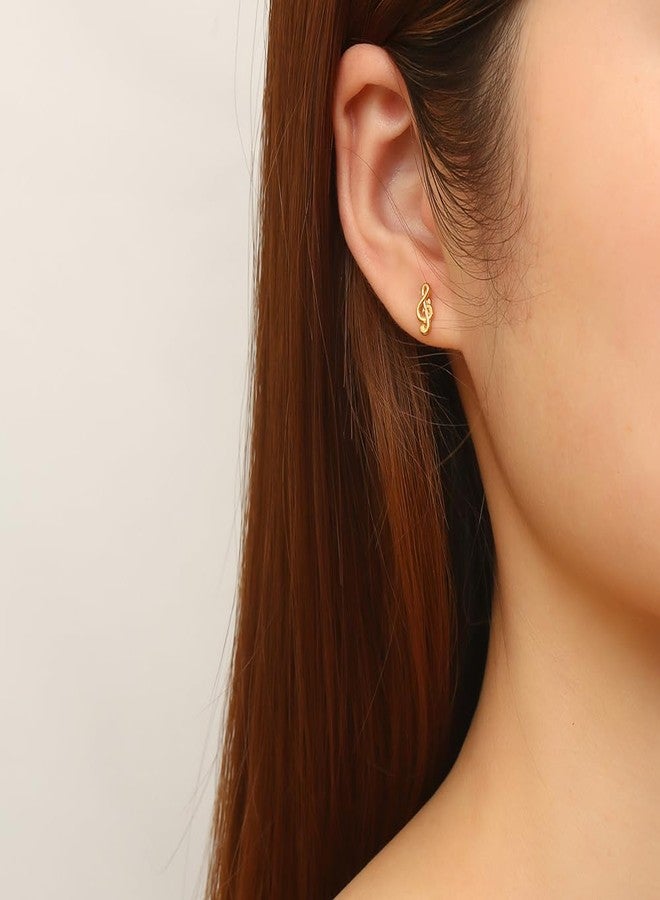 AMOBESTER Small Tiny Music Note Stud Earring Screw Flat Back Gold Plated Stainless Steel Hypoallergenic Earrings Dainty Cartilage Piercing Jewelry - Image 5