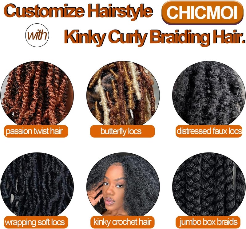 Chicmoi Marley Hair 16 Inch Cuban Twist Hair 8 Pack Marley Twist Braiding Hair Black Springy Afro Twist Hair Pre Fluffed Spring Twists Hair Braiding Hair Extensions for Women (16in 8P 1B) - Image 2