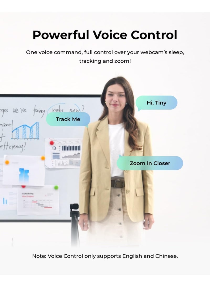 OBSBOT Tiny 3 Lite كاميرا ويب 4K مدعومة بالذكاء الاصطناعي للصوت المكاني - كاميرا PTZ تتبع ذكية مدمجة مع مستشعر 1/2 بوصة، ثلاث ميكروفونات، تحكم صوتي، 120FPS، HDR، لكاميرا الويب للكمبيوتر، ماك، اللابتوب، البث، الاجتماعات، Switch 2 - Image 3