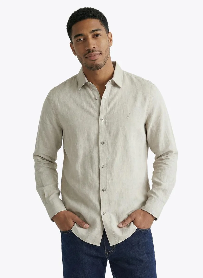 نوتيكا Men's Solid Linen Shirt