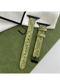 apple watch smart watch s98se/ultra Women's leather Apple strap Huawei fit3 model green print