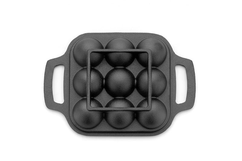 ROSTON Cast Iron Paniyaram Appam Pan Appe Ponganalu Pan Chatti Appam Maker Cast Iron Induction Base Black 9 Cups - Image 3
