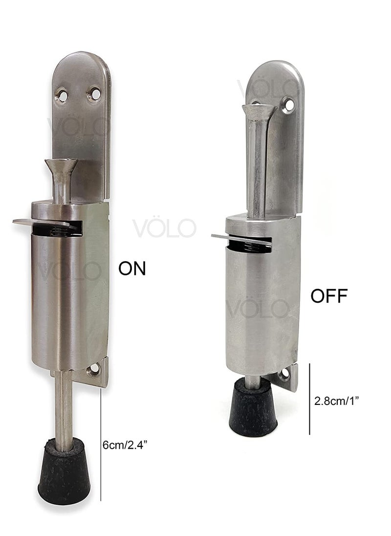 Volo Volo Stainless Steel Single Door Stopper Floor Door Stop Holder with Rubber Shoes Foot Operated Function with Push Type Door Stopper and Pull Mechanism Pack of 4 Color Silver  - Image 3