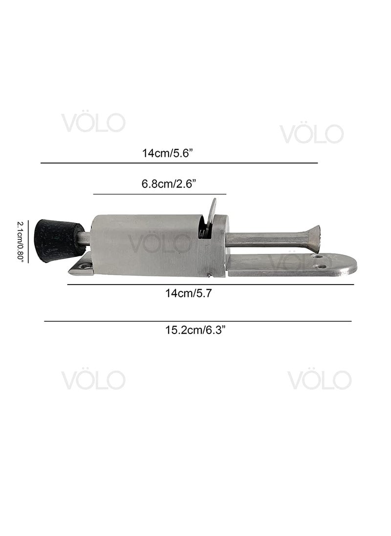 Volo Volo Stainless Steel Single Door Stopper Floor Door Stop Holder with Rubber Shoes Foot Operated Function with Push Type Door Stopper and Pull Mechanism Pack of 4 Color Silver  - Image 2