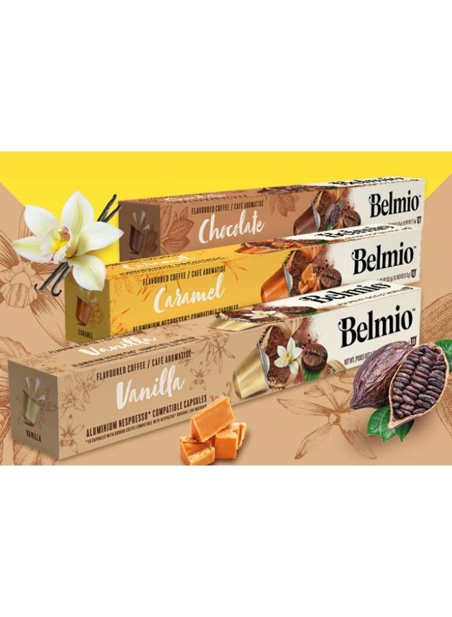 Belmio Coffee Capsules Variety Pack of 3- Chocolate, Caramel, Vanilla - Image 1