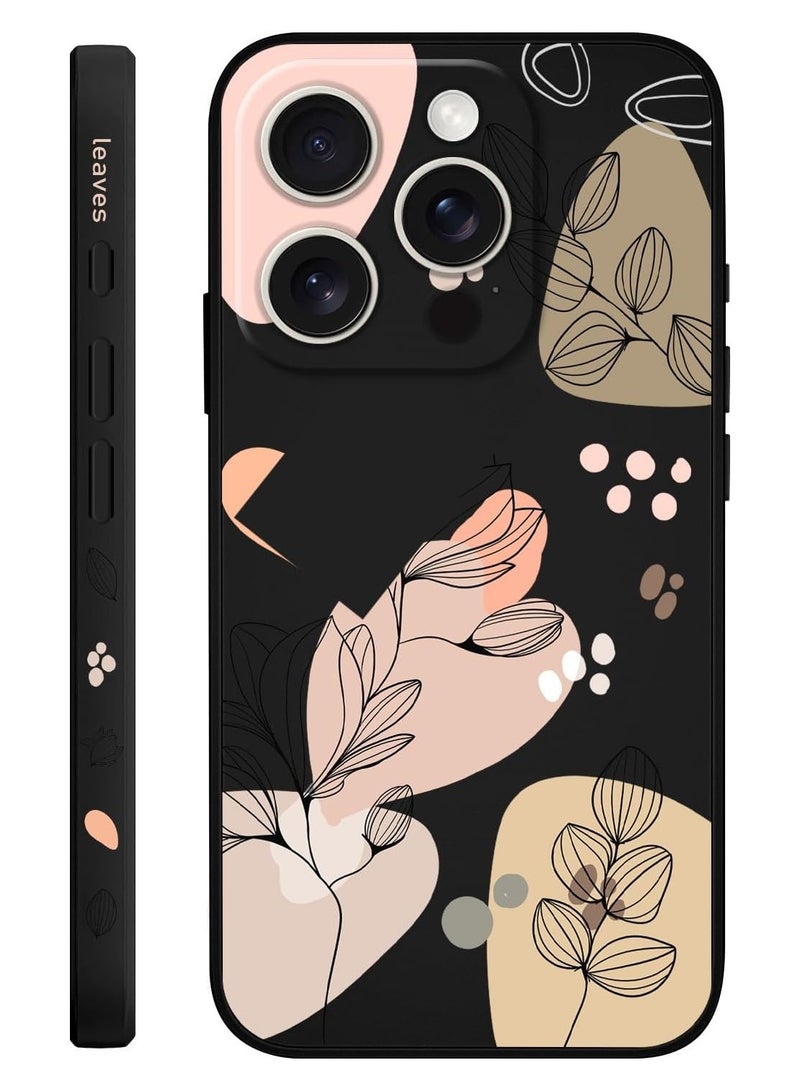 for iPhone 16 Pro Max Case Scratch Resistant Soft Slim Fit Floral Phone Cover for iPhone 16 Pro Max 6.9 inch-Morandi Black - Image 1
