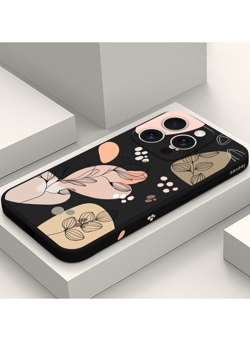 for iPhone 16 Pro Max Case Scratch Resistant Soft Slim Fit Floral Phone Cover for iPhone 16 Pro Max 6.9 inch-Morandi Black - Image 2