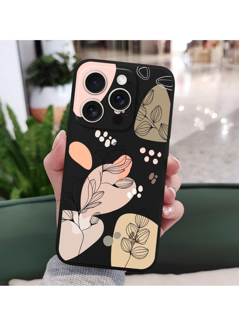 for iPhone 16 Pro Max Case Scratch Resistant Soft Slim Fit Floral Phone Cover for iPhone 16 Pro Max 6.9 inch-Morandi Black - Image 3