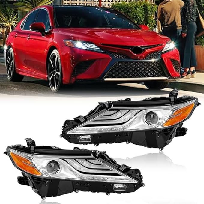 تودو مجموعة المصابيح الأمامية متوافقة مع سيارة كامري Xle Xse موديل 2018، 8111006D70، 8115006D70، مناسبة لجانب السائق والركاب، تكوين عالي - Image 1
