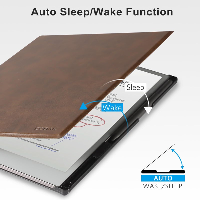 CoBak Stand Case for Remarkable Paper Pro Tablet 11.8" with Hand Strap - Auto Sleep/Wake Folio Lightweight Protective Cover with Pen Holder and Nibs Holder for 11.8 inch 2024 Released Ver (Brown) - Image 5