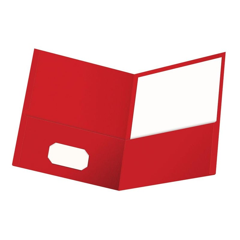 Oxford Twin-Pocket Folders, Textured Paper, Letter Size, Red, Holds 100 Sheets, Box of 25 (57511EE) - Image 1