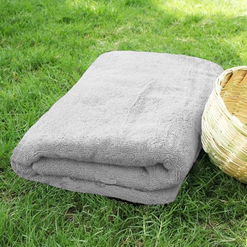 HEELIUM Bamboo Bath Towel | Ultra Absorbent | 3X Softer Than Cotton Towels | 140 x 70 cm - 600 GSM | Pack of 1 - Light Grey - Image 5