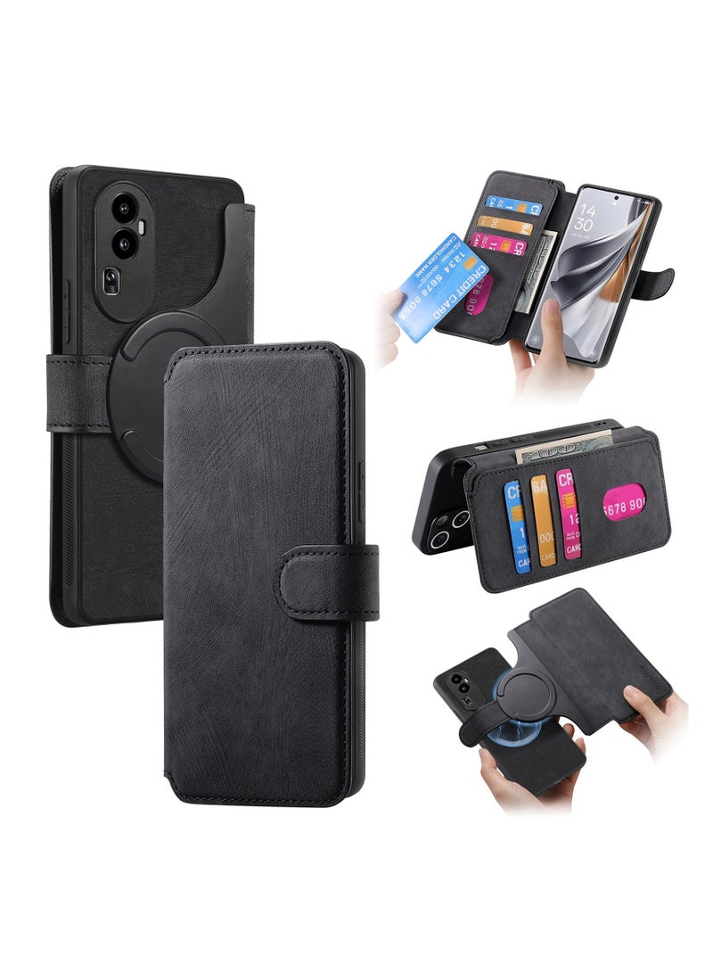 general OPPO Reno10 Protective Case Magnetic Magsafe Separate Structure Case 2-in-1 Card Slotting Flip Leather Case Precise Fit Scratch and Drop Resistant