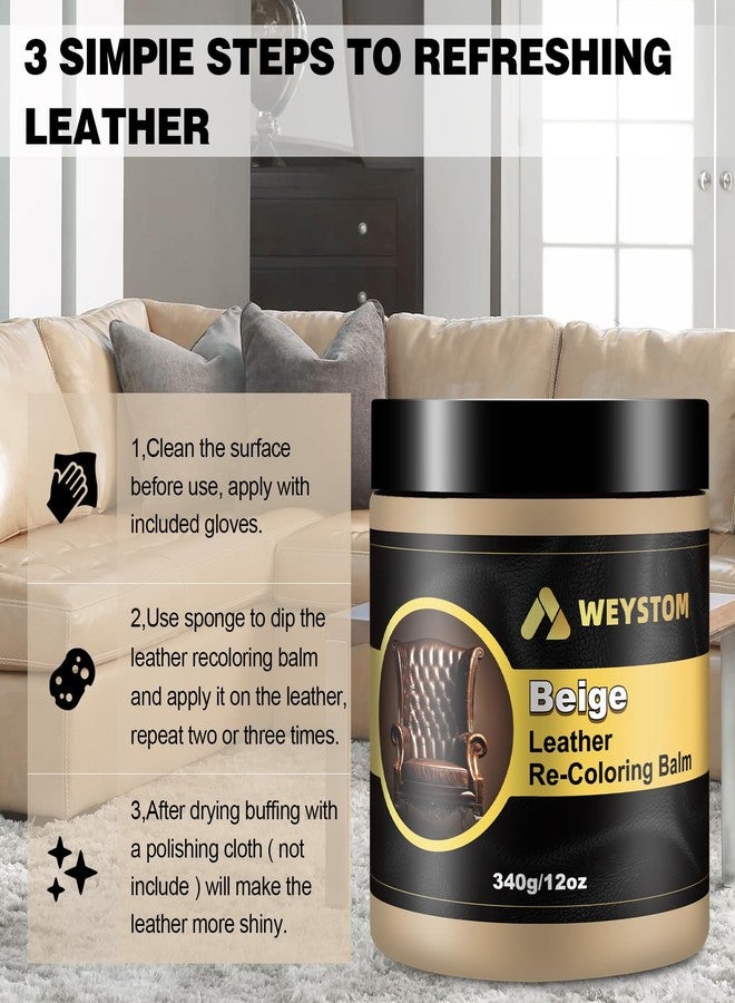 WEYSTOM Leather Recoloring Balm, Leather Dye, Leather Color Restorer, Leather Scratch Repair, Leather Restorer for Couches, Leather Repair Kit for Furniture, Leather Scratch Remover(Beige) - Image 2