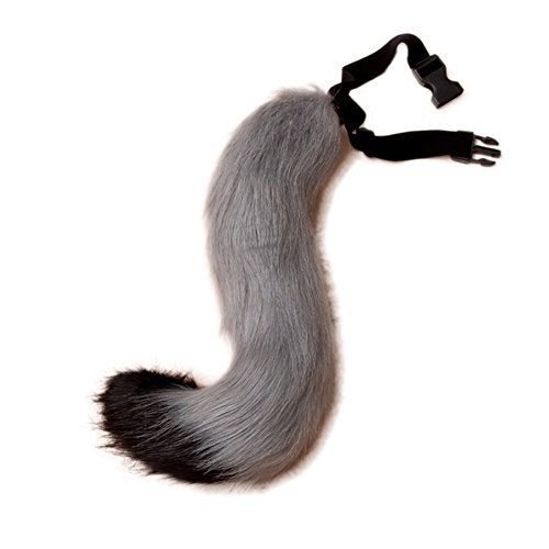 JUNBOON Faux Fur Fox Tail for Cosplay Costume Halloween Party (Black gray) - Image 1
