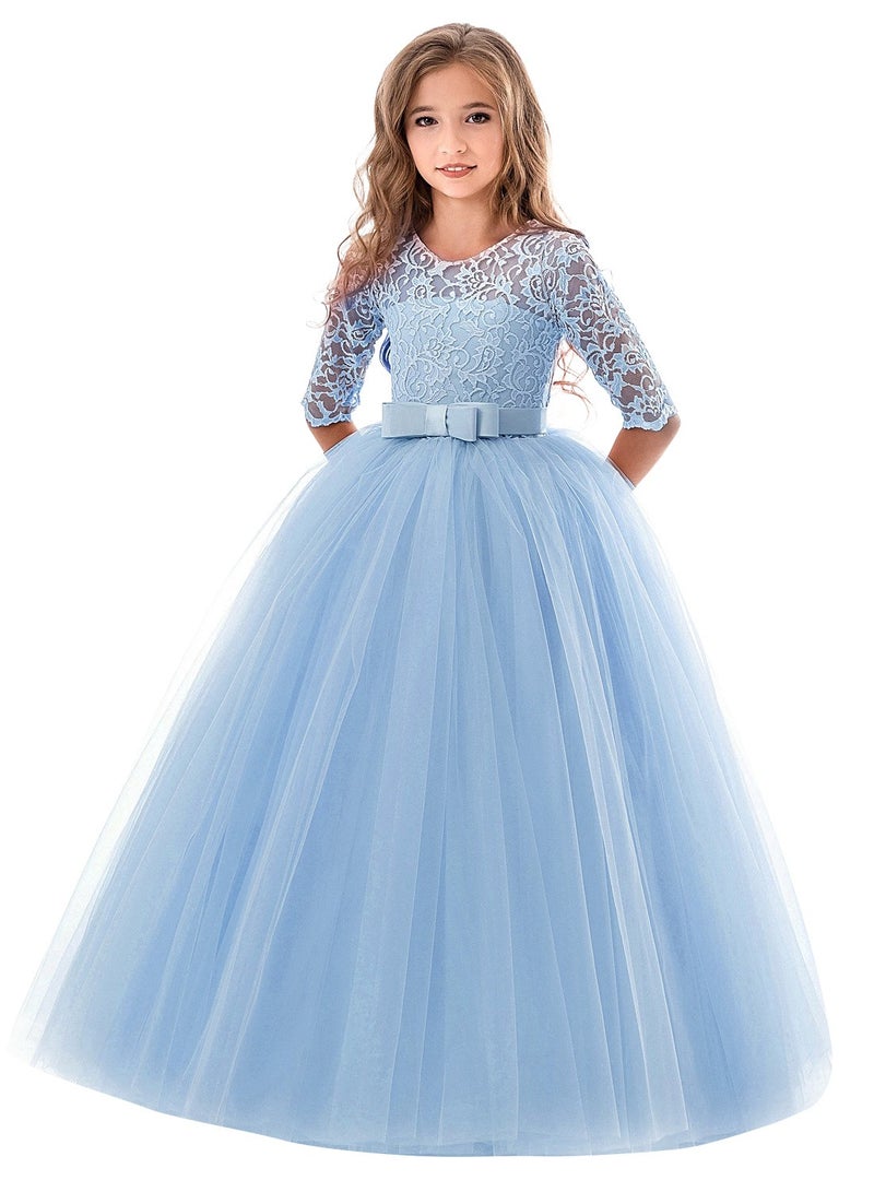 NIBEMINENT Fashionable Cute Girls Dresses Blue