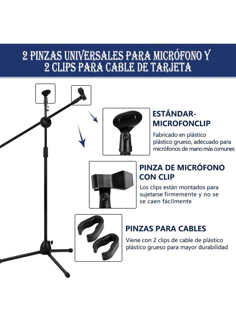 NEWKIBOU Folding Microphone Stand with Two Clips for Stage and Outdoor Events - Image 3