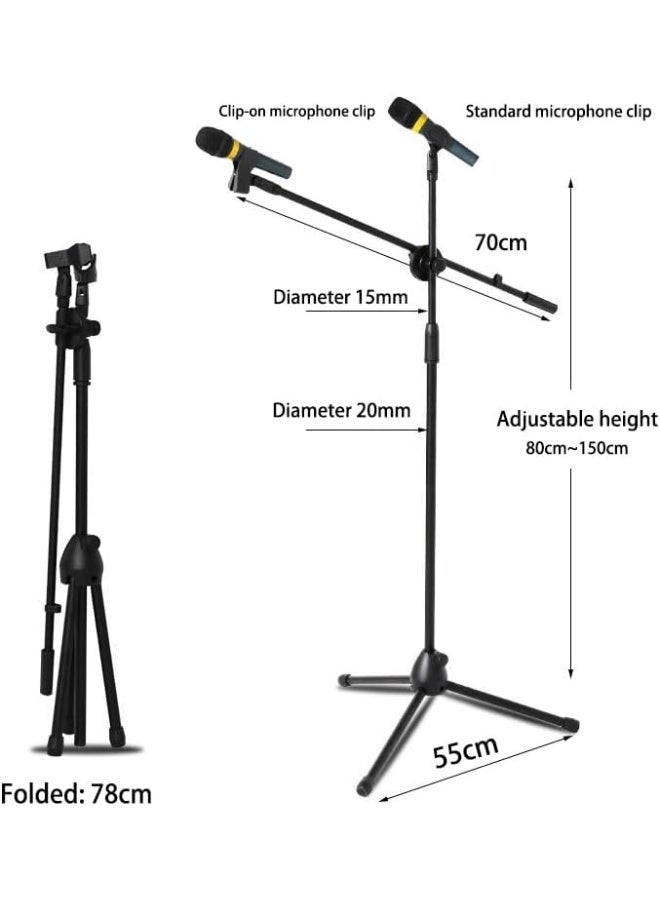 NEWKIBOU Folding Microphone Stand with Two Clips for Stage and Outdoor Events - Image 2